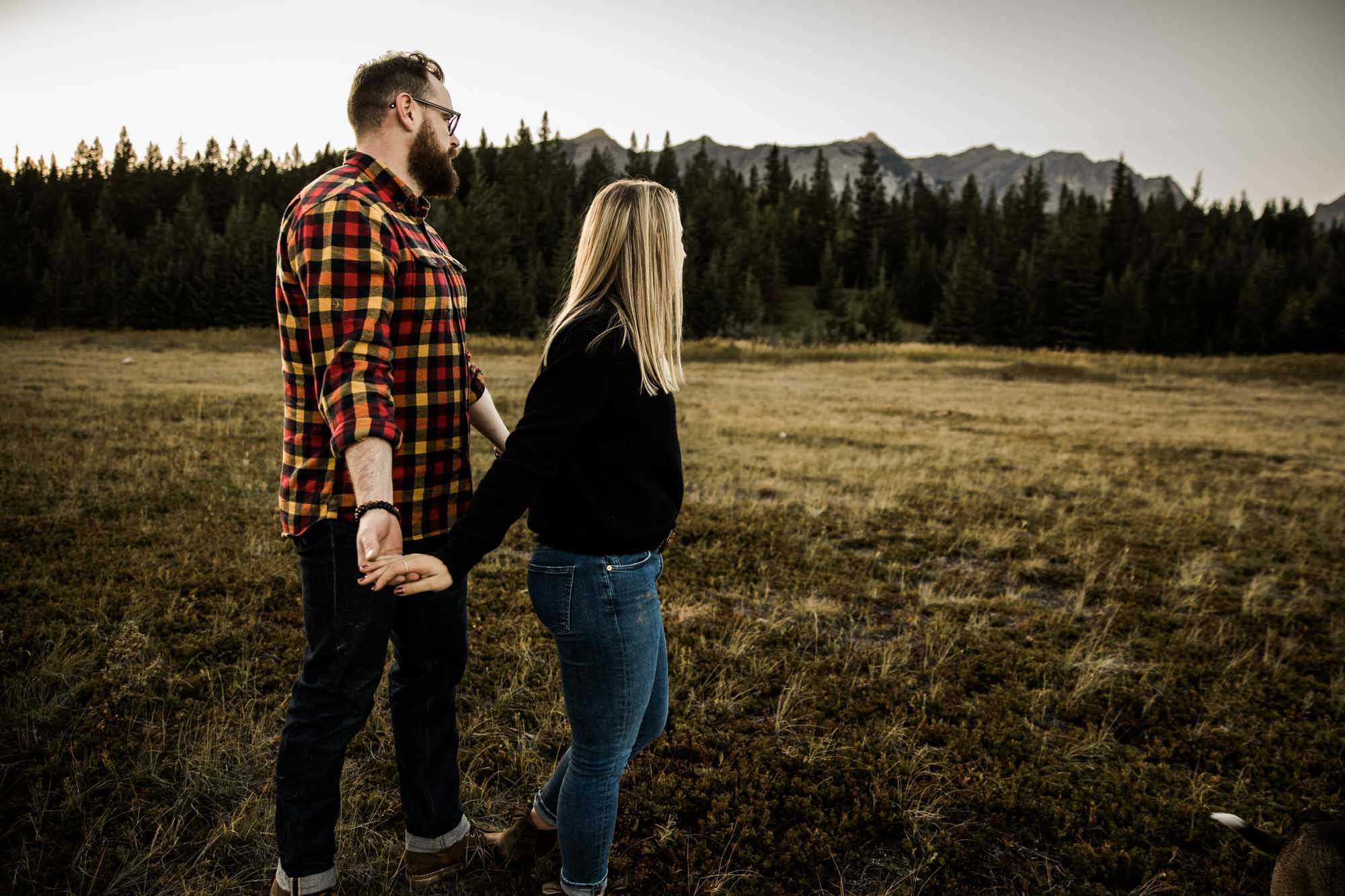 Calgary, Banff, Kananaskis wedding photographer, couple in the mountains in Kananskis Country during their engagement photoshoot