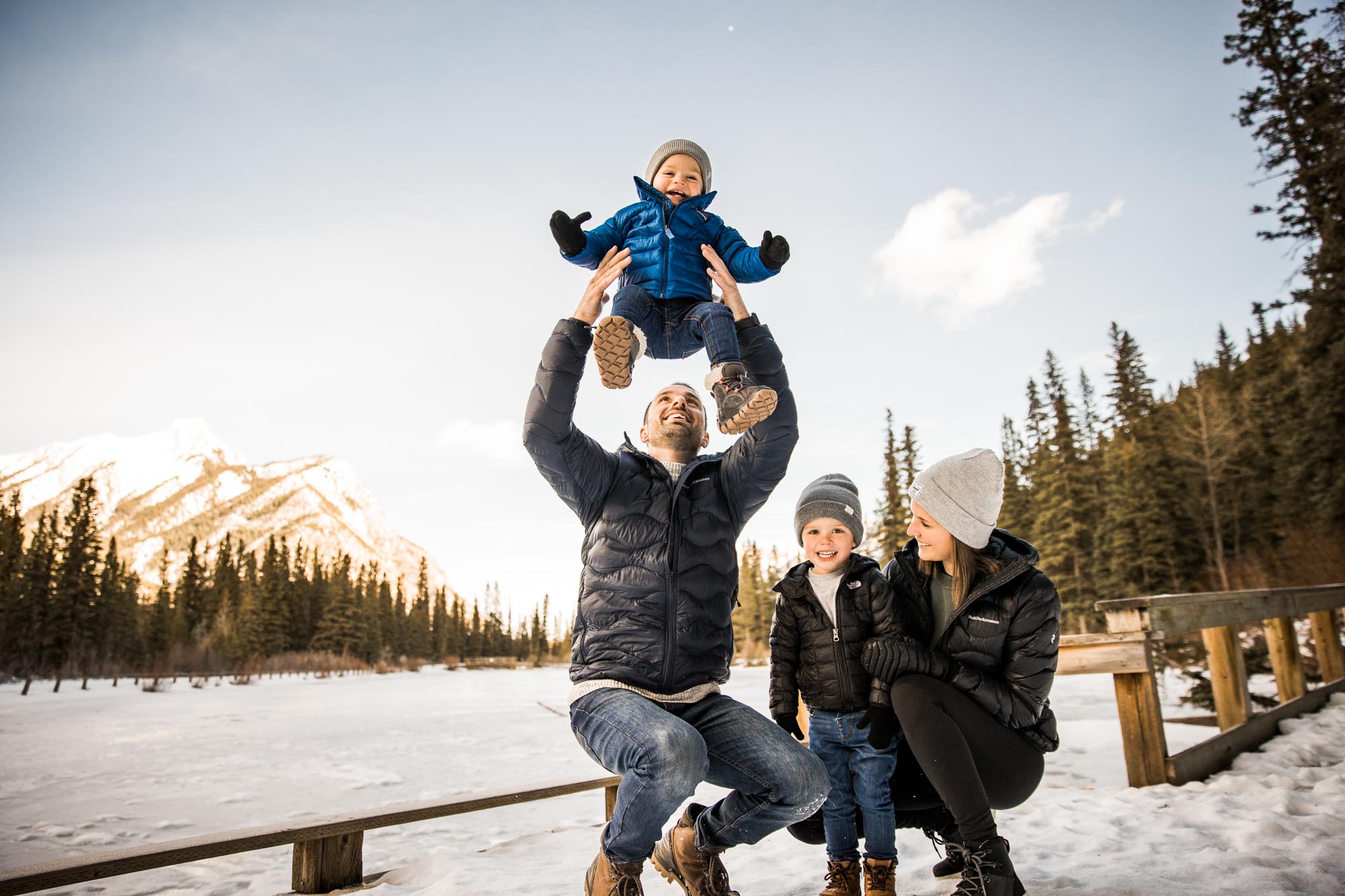 Calgary, Kananaskis, Banff lifestyle family photographer, family in front of the mountains in Kananaskis Country during their family photos
